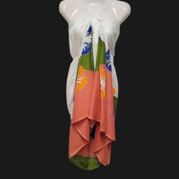 Womens Sarong Cotton Wrap, Handpainted Batik Wrapskirt Beach Pareo Beachwear-NEW - Picture 6 of 8